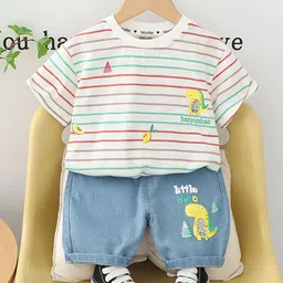 INCLUD Boys Striped T-shirt with Shorts-98