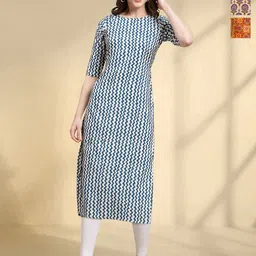HERE&NOW Women Ethnic Motifs Printed Crepe Kurta-picture-15