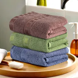 Kuber Industries Green & Brown 3 Pieces Self Designed Face Towels GSM 225 Face Towel-80