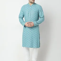 Ethnicity Geometric Embroidered Mandarin Collar Straight Kurta-image-17