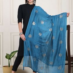 LOOM LEGACY Floral Embroidered Sequnnied Dupatta-image-16