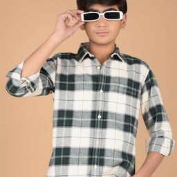 Crimsoune Club Boys Premium Slim Fit Tartan Checks Opaque Checked Casual Shirt-image-82