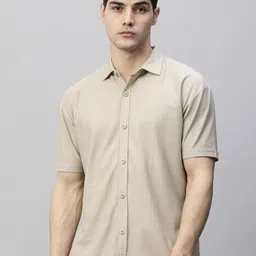 PRONK Men Cutaway Collar Solid Cotton Casual Shirt-image-25