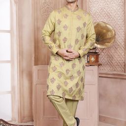 EVASTRO Ethnic Motifs Embroidered Thread Work Pure Cotton Straight Kurta with Pyjamas-image-94