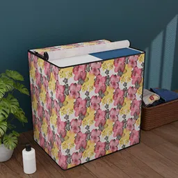 Myntra Elegant Homes White & Pink Printed Waterproof Washing Machine Cover With Zip-83