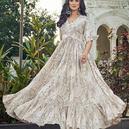 Chandbaali Printed V-Neck Flared Maxi Dress-image-56
