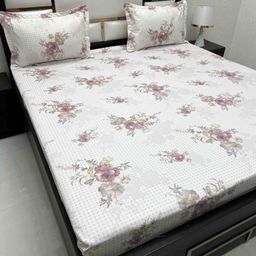 Pure Decor Pink & Cream-Coloured Floral 330 TC Queen Bedsheet with 2 Pillow Covers-picture-5
