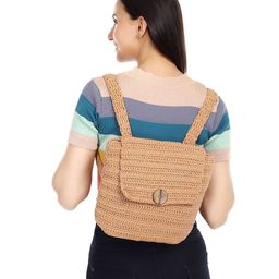 ITIHASIKALA Textured Cotton Crochet Backpack-20