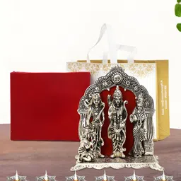 INTERNATIONAL GIFT Silver-Toned 9 Pcs Ram Darbar Showpiece With Diya Religious Gift Set-image-6