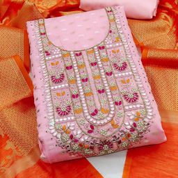 SAINOOR Embellished Semi-Stitched Dress Material-image-76