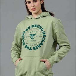 GO DEVIL Women Brand Logo Printed Hooded Sweatshirt-image-40
