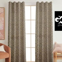 Aura Grey & Gold-Toned Set of 2 Ethnic Motifs Window Curtain-image-44