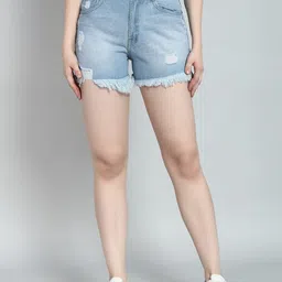 FASHIONFIBRE Women Washed Outdoor Denim Shorts with Technology-picture-21