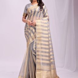Astita Striped Zari Organza Saree-picture-15
