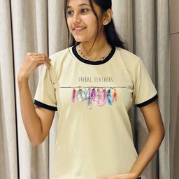 Moda Rapido Women Printed Applique T-shirt-image-44