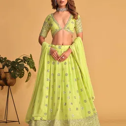 DIVASTRI Embellished Sequinned Semi-Stitched Lehenga & Unstitched Blouse With Dupatta-picture-14