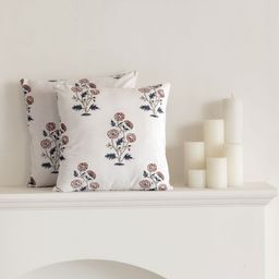 Clasiko White & Brown 2 Pieces Floral Printed Cotton Square Cushion Covers-image-93