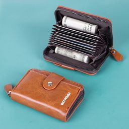 WATCHSTAR Men Zip Detail Leather Card Holder-42