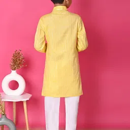 NFC CREATION Boys Striped Regular Sequinned Kurta with Pyjamas image 4