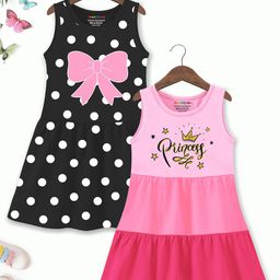 YK X Trampoline Girls Pack of 2 Polka Dots Cotton A-Line Dress-41