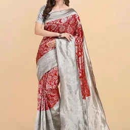 ZILVIRA Floral Zari Art Silk Banarasi Saree-picture-45