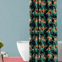 ArtzFolio Black & Green Floral Printed Waterproof Shower Curtain-image-48