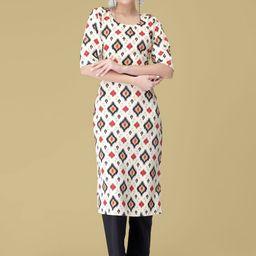 7Threads Selection Of 6 Geometric Printed Round Neck Straight Kurta-image-100