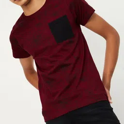 max Boys Colourblocked V-Neck Extended Sleeves Pockets T-shirt-image-70