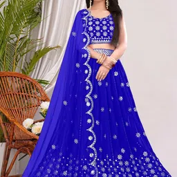 F Plus Fashion Net Semi-Stitched Lehenga Choli-image-37