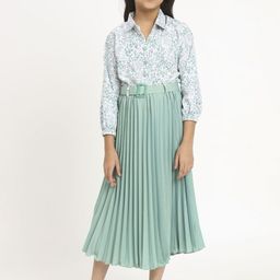 OTABU Print Puff Sleeve Applique A-Line Midi Dress-image-75
