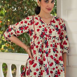 Janasya Floral Print Cotton Top-image-62
