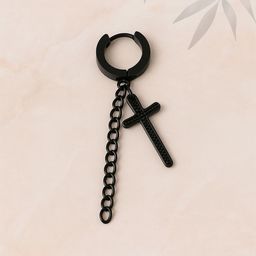 Adwitiya Collection Men Jesus Cross Long Chain Contemporary Hoop Earrings-image-50