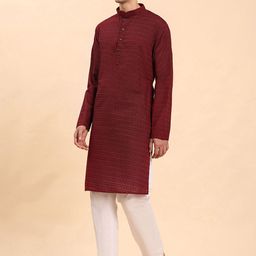 Pro-Ethic STYLE DEVELOPER Men Embroidered Regular Sequinned Pure Cotton Kurta with Pyjamas image 5