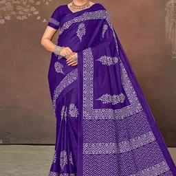 all about you Ethnic Motifs Block Print Saree-image-4