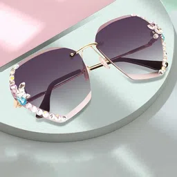 DEXENT COLLECTION Women UV Protected Lens Rimless Butterfly Sunglasses-51