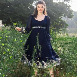 SUMMER BY PRIYANKA GUPTA Women V-Neck Puff Sleeves Fit and Flare Dress-image-52