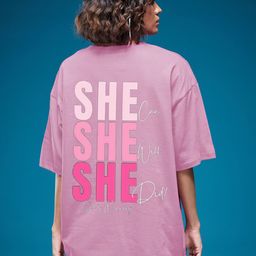 SMARTEES Women Typography Printed Round Neck Cotton Oversized T-shirt-image-63