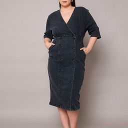 SASSAFRAS Curve Women Wrap Midi Dress-image-13