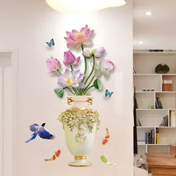 Asian royal Cream Colored & Pink Floral Printed Anti-Oil Wall Sticker-image-52