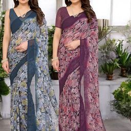 Moda Rapido Printed Pack Of 2 Pure Georgette Saree-picture-13