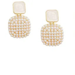VAGHBHATT Gold-Plated Pearls Beaded Geometric Studs image 5