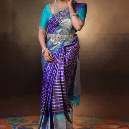 Shriyangan Checked Pure Silk Kanjeevaram Saree-image-27