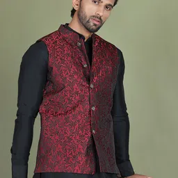 JompersMen Woven Design Nehru Jacket-picture-16