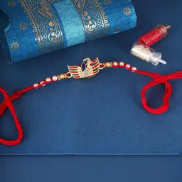 VIVASTRI Mayur Peacock Gold & Rhodium Plated Alloy Rakhi-image-91