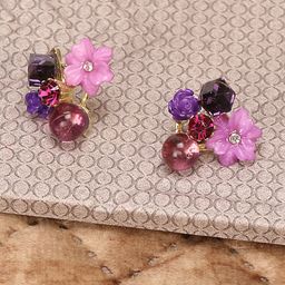 CIKIT Artificial Stones Studded Floral Studs-image-97