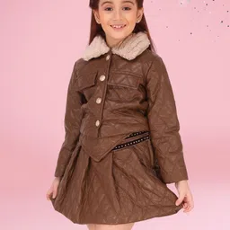 CUTECUMBER Girls Shirt Collar Coat With Skirt-image-18