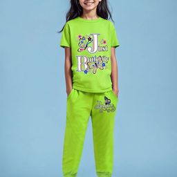 YK X Trampoline Girls Typography Printed T-shirt With Joggers-image-47