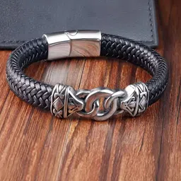 Heer Collection Men Leather Wraparound Bracelet-50