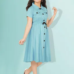 KRISHTINA Girls Lapel Coller Shirt Dress-43