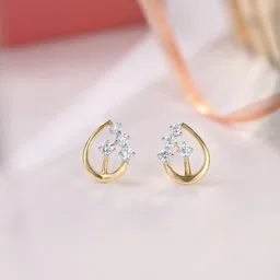 Mia by Tanishq 14KT Yellow Gold and Diamond Gleaming Teardrop Earrings-63